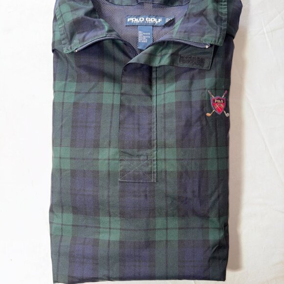 Vintage Polo Golf Ralph Lauren Qtr. Zip Plaid Windbreaker Golf Jacket Navy Green - Picture 1 of 15
